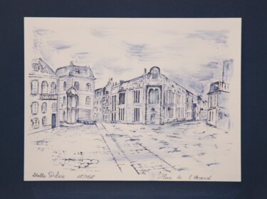 Zeichnungen mit dem Titel "Lille_Place_de_L'Ar…" von Stella Polare, Original-Kunstwerk, Tinte