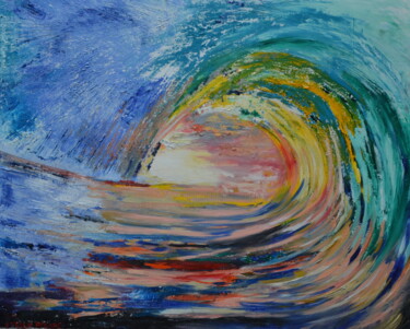 Painting titled "Vague" by Stella Polare, Original Artwork, Oil