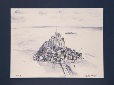 Drawing titled "Mont-St-Michel" by Stella Polare, Original Artwork, Ink