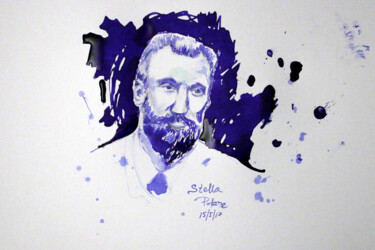 Pittura intitolato "Pierre Curie" da Stella Polare, Opera d'arte originale, Inchiostro