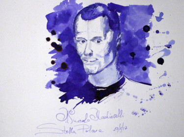 Malerei mit dem Titel "Niccolo Machiavelli…" von Stella Polare, Original-Kunstwerk, Tinte
