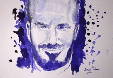 Painting titled "David Beckhem by St…" by Stella Polare, Original Artwork, Ink