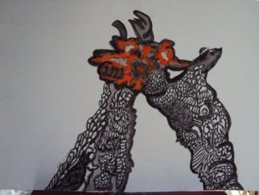 Painting titled "TWO GIRAFFES IN LOV…" by Stella Ambartzi, Original Artwork