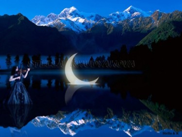 Fotografie getiteld "La luna en el lago" door Stella Khudyakova, Origineel Kunstwerk