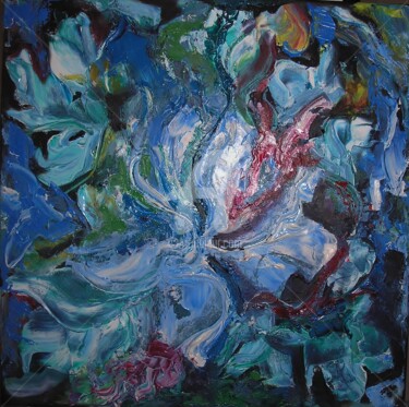 Malerei mit dem Titel "Azules" von Stella Maris Cristobo, Original-Kunstwerk, Öl