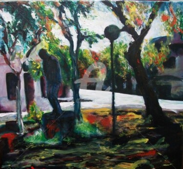 Pintura titulada "la plaza del barrio" por Stella Maris Cristobo, Obra de arte original