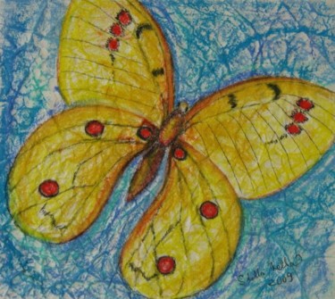 Painting titled "Yellow butterfly" by Stella Velka, Original Artwork, Oil
