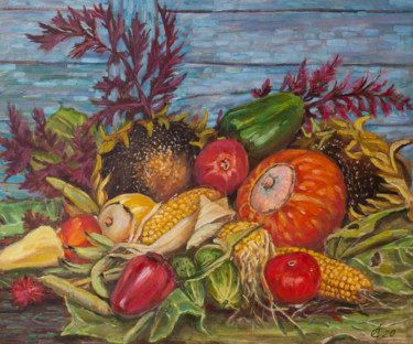 Картина под названием "Овощной натюрморт" - Андрей Семенов, Подлинное произведение искусства, Масло