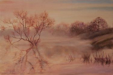 Peinture intitulée "Туман на реке" par Andrei Semenov, Œuvre d'art originale, Huile