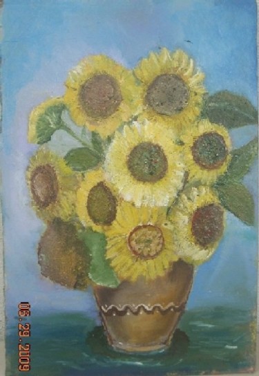 Painting titled "Sunflower" by Steluta Dumitrescu Zelici, Original Artwork