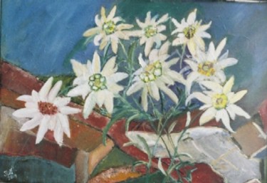 Painting titled "Edelweiss" by Steluta Dumitrescu Zelici, Original Artwork