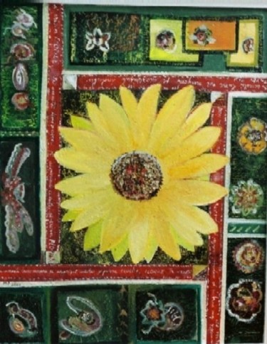 Painting titled "Flower sign" by Steluta Dumitrescu Zelici, Original Artwork