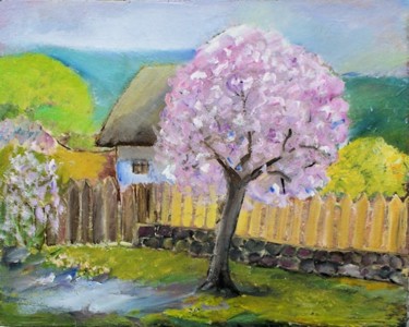 Painting titled "Apple blossom" by Steluta Dumitrescu Zelici, Original Artwork
