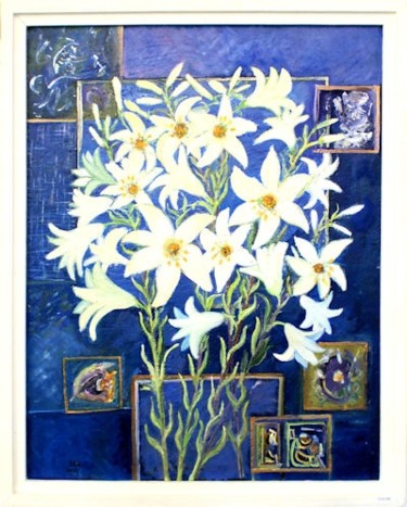 Painting titled "Lilies" by Steluta Dumitrescu Zelici, Original Artwork