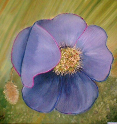 Painting titled "Violet Flower" by Steluta Dumitrescu Zelici, Original Artwork
