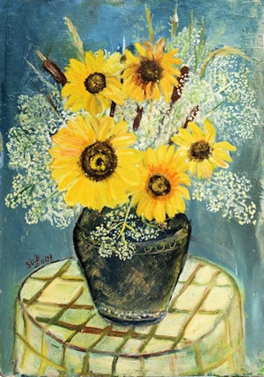 Painting titled "Sunflower" by Steluta Dumitrescu Zelici, Original Artwork