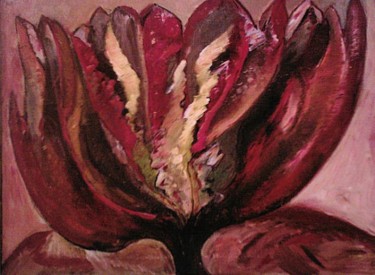 Painting titled "FLOWER OF FIRE" by Steluta Dumitrescu Zelici, Original Artwork, Oil
