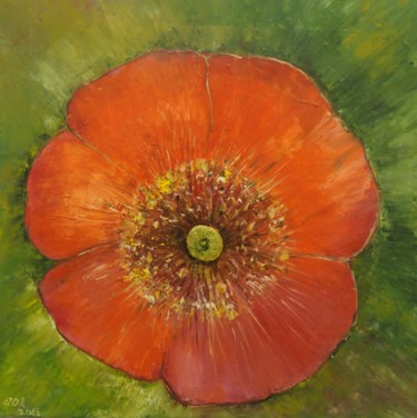 Painting titled "Red flower3" by Steluta Dumitrescu Zelici, Original Artwork