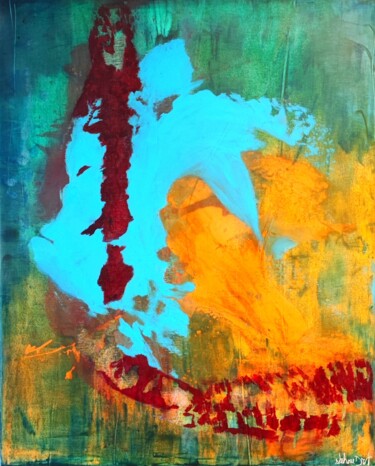 Картина под названием "Mistical king" - Stéphane Droit, Подлинное произведение искусства, Акрил Установлен на Деревянная рам…