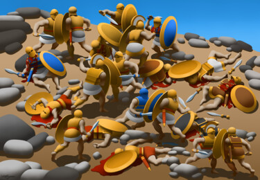 Цифровое искусство под названием "Battle on the stone…" - Stepan Fedin, Подлинное произведение искусства, Цифровая живопись