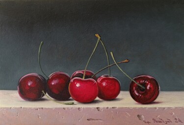 Painting titled "Cherry Delight" by Stepan Ohanyan, Original Artwork, Oil Mounted on Wood Stretcher frame