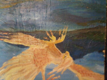 Картина под названием "Птица- огонь." - Степан Шипков, Подлинное произведение искусства, Масло