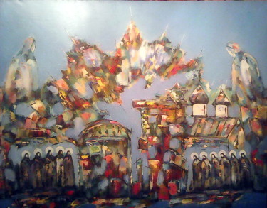Картина под названием "небесный иерусалим" - Степан Оганджанян, Подлинное произведение искусства, Масло