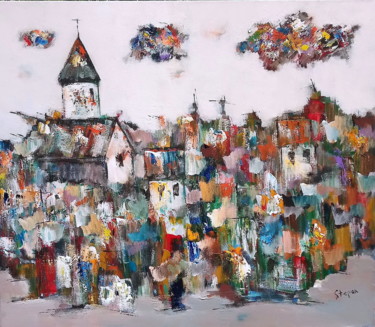 Картина под названием "белый город" - Степан Оганджанян, Подлинное произведение искусства, Масло