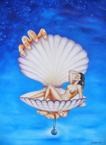 Peinture intitulée "L'éveil de la perle" par Stéphane Bergès, Œuvre d'art originale, Huile