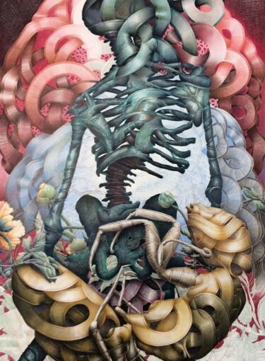 Dessin intitulée "Transhumanism" par Stephan Benjamin Reisig, Œuvre d'art originale, Crayon