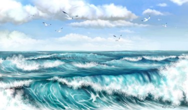 Arts numériques intitulée "blue ocean.jpg" par Stephan Iafrate, Œuvre d'art originale