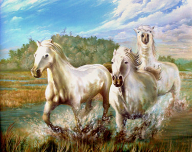 Arts numériques intitulée "chevaux-camarguais.…" par Stephan Iafrate, Œuvre d'art originale