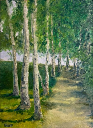Malerei mit dem Titel "Birken am Wannsee" von Stephan Praus, Original-Kunstwerk, Öl