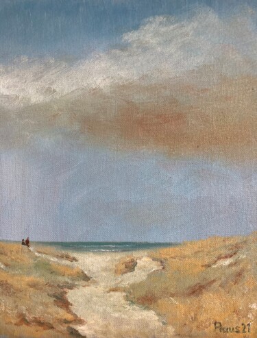 Malerei mit dem Titel "Strandspaziergang" von Stephan Praus, Original-Kunstwerk, Öl