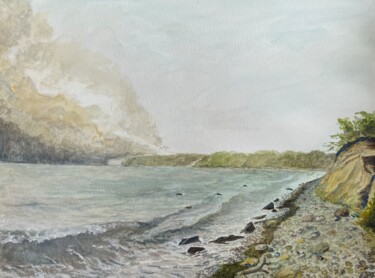 「Steilküste bei Glowe」というタイトルの絵画 Stephan Prausによって, オリジナルのアートワーク, 水彩画