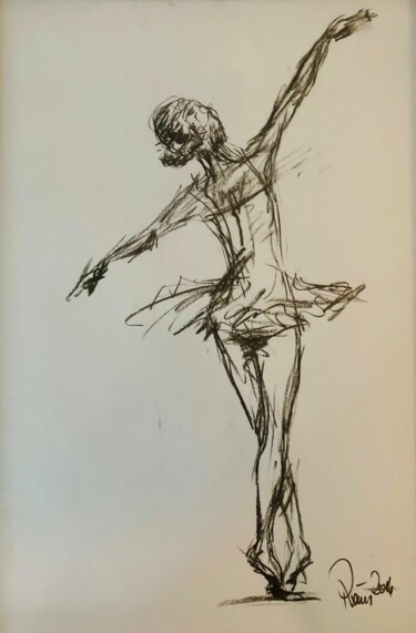 Zeichnungen mit dem Titel "Tänzerin" von Stephan Praus, Original-Kunstwerk, Kohle