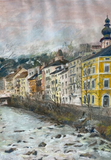 Malerei mit dem Titel "Bruneck" von Stephan Praus, Original-Kunstwerk, Acryl
