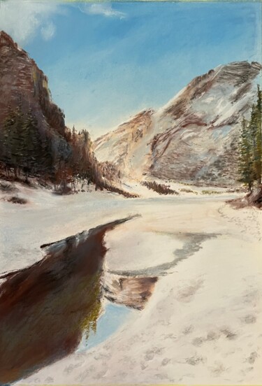 Malerei mit dem Titel "Pragser Wildsee/ La…" von Stephan Praus, Original-Kunstwerk, Pastell
