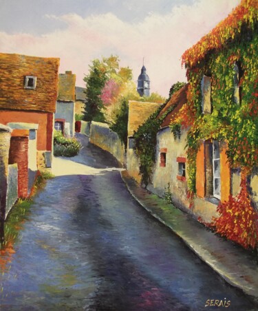 Painting titled "Moutiers ou le char…" by Stephan Serais, Original Artwork, Oil Mounted on Wood Stretcher frame