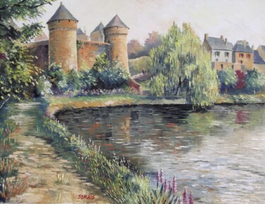 Painting titled "le Chateau de Lassa…" by Stephan Serais, Original Artwork, Oil Mounted on Wood Stretcher frame