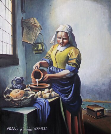 Pintura titulada "La laitière d'après…" por Stephan Serais, Obra de arte original, Oleo