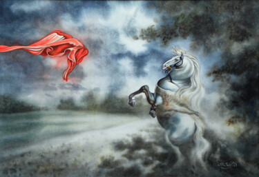Malerei mit dem Titel "Cheval de Rubens  (…" von Stéphan Swolfs, Original-Kunstwerk, Acryl