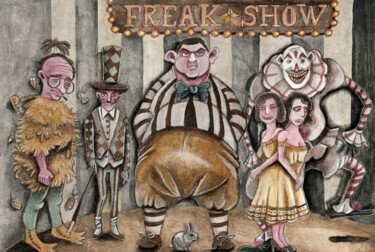 Pittura intitolato "Freak's Show" da Stéphane Cailleau, Opera d'arte originale, Acrilico