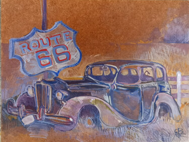 ROUTE 66 Painting titled "ROUTE 66" by Stephane Cazenave, Original Art, Acrylic