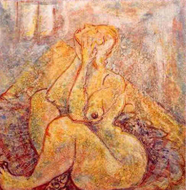 Pintura intitulada "Femme caresse (n°17)" por Stephane Doulcier, Obras de arte originais, Óleo
