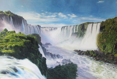 Painting titled "As cataratas do Igu…" by Passionavion, Original Artwork, Gouache