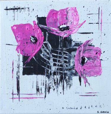 Painting titled "Abstrait floral" by Stephane Genin, Original Artwork, Acrylic Mounted on Wood Stretcher frame