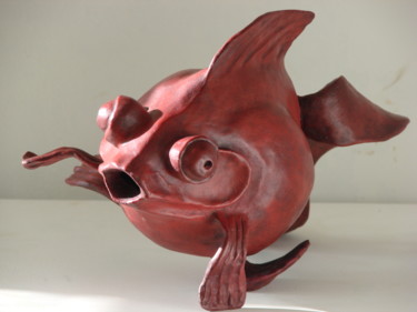 Скульптура под названием "poisson rouge - bro…" - Stéphane Goarnisson, Подлинное произведение искусства, Бронза