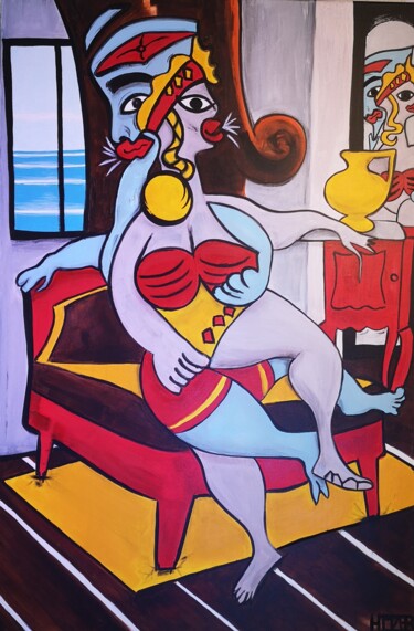 retour de plage Peinture intitulée "retour de plage" par Stéphane Hozer, Œuvre d'art originale, Acrylique Monté sur Châssis