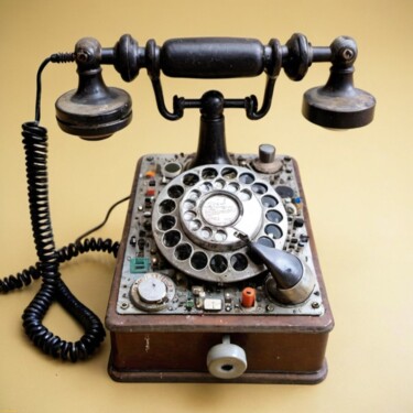 Arts numériques intitulée "Un vieux téléphone" par Stephane Huitelec, Œuvre d'art originale, Image générée par l'IA